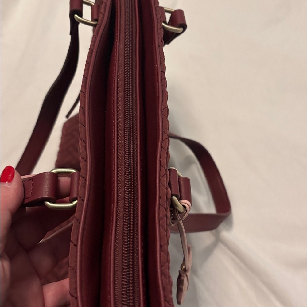 Radley London Barge Walk Medium Zip Top Multiway bag burgundy color shopper tote - Picture 6 of 16